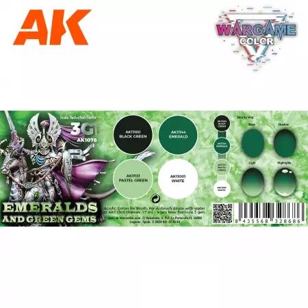 Ak Interactive - Wargame Color Set Emeralds And Green Gems