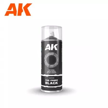 Ak Interactive - Fine Primer Black - Spray 400Ml (Includes 2 Nozzles)