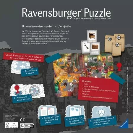 Mystery Puzzle - Un anniversaire mortel - Puzzle Familial 408 pièces - Ravensburger