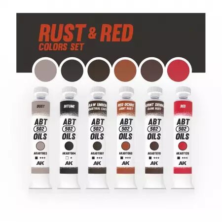 Ak Interactive Paint set : Rust & Red Colors Set - Abt 502 Oils