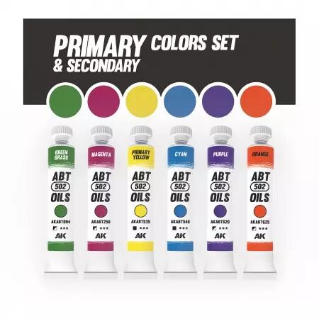 Ak Interactive Paint set : Primary & Secondary Colors Set - Abt 502 Oils