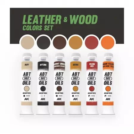 Ak Interactive Paint set : Leather & Wood Colors Set - Abt 502 Oils