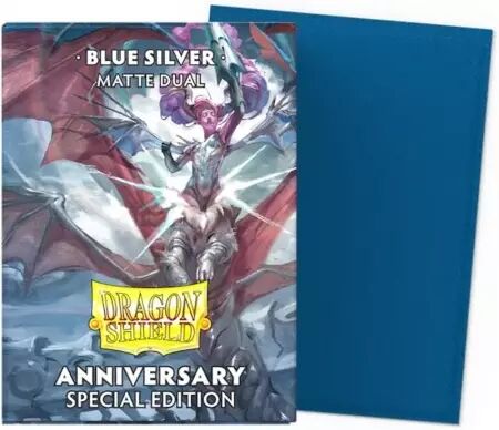 100 Matte Dual Art Sleeves - Anniversary Edition : Blue Silver - Dragon Shield Standard Size