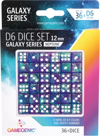 Gamegenic - Galaxy Series - Set de 36 Dés de 6 - 12mm - Plusieurs Coloris