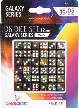 Gamegenic - Galaxy Series - Set de 36 Dés de 6 - 12mm - Plusieurs Coloris