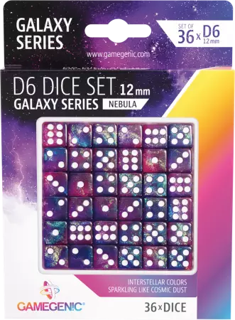 Gamegenic - Galaxy Series - Set de 36 Dés de 6 - 12mm - Plusieurs Coloris