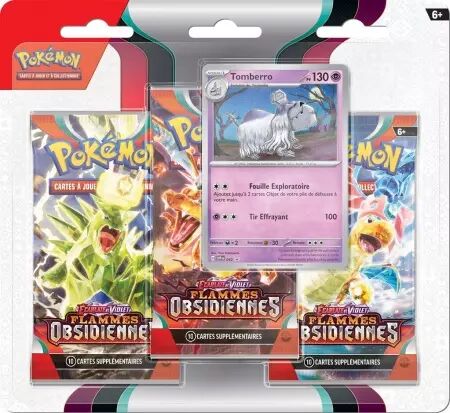 Pokémon EV03 Flammes Obsidiennes : Pack 3 boosters - Tomberro